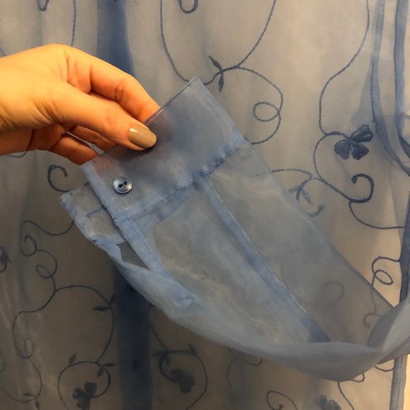 Sheer Blue top with embroidery (M-L) - Picture 4 of 4